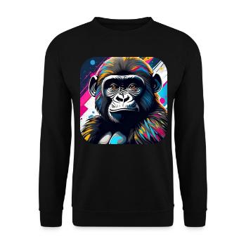 Cooler Gorilla im Graffiti Style - Unisex Pullover - Schwarz - Vorne - Alina (178cm) & Michal (187cm)