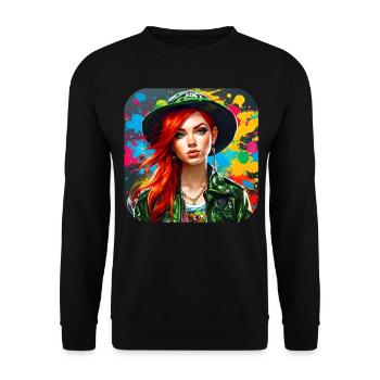 Cool irish redhead girl - Unisex Sweatshirt - black - Front - Alina (178cm) & Michal (187cm)