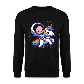 Astronaute et Licorne - Sweat-shirt Unisexe - noir - Devant - Alina (178cm) & Michal (187cm)