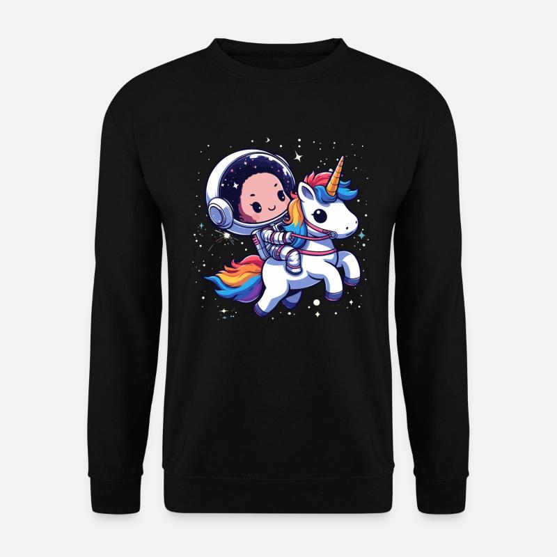 Chibi Astronaut und Einhorn - Unisex Pullover - Schwarz