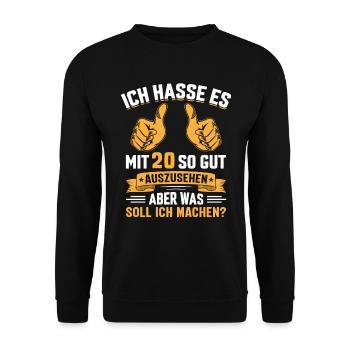 20. Geburtstag Mann Frau 20 Jahre - Unisex Pullover - Schwarz - Vorne - Alina (178cm) & Michal (187cm)