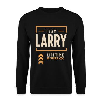Team Larry Lebenslanges Mitglied Lustiger Name Larry - Unisex Pullover - Schwarz - Vorne - Alina (178cm) & Michal (187cm)