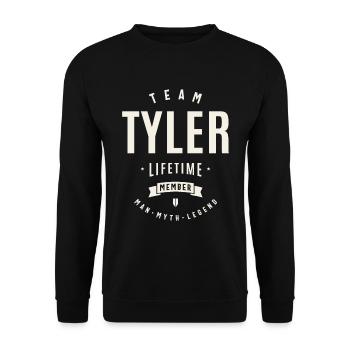 Équipe Tyler Membre à vie Drôle de prénom Tyler - Sweat-shirt Unisexe - noir - Devant - Alina (178cm) & Michal (187cm)