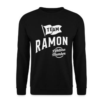 Membre à vie de l’équipe Ramon Nom personnalisé Ramon - Sweat-shirt Unisexe - noir - Devant - Alina (178cm) & Michal (187cm)