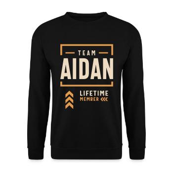 Team Aidan Lifetime Member Funny Name Aidan - Unisex Sweatshirt - black - Front - Alina (178cm) & Michal (187cm)