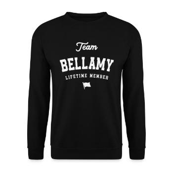 Team Bellamy Lebenslanges Mitglied Lustiger Name Bellamy - Unisex Pullover - Schwarz - Vorne - Alina (178cm) & Michal (187cm)