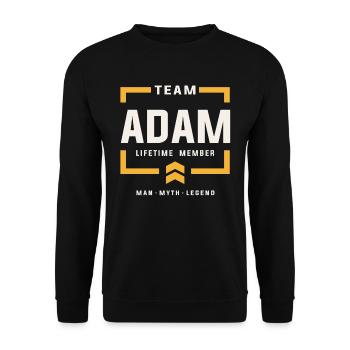 Team Adam Lifetime Member Funny Name Adam - Unisex Sweatshirt - black - Front - Alina (178cm) & Michal (187cm)