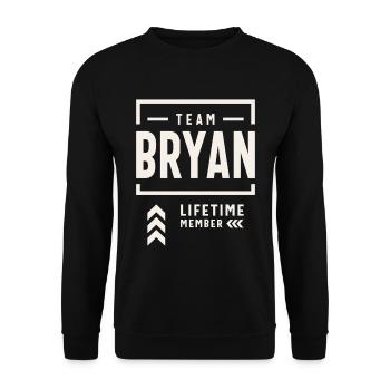 Team Bryan Lebenslanges Mitglied Lustiger Name Bryan - Unisex Pullover - Schwarz - Vorne - Alina (178cm) & Michal (187cm)