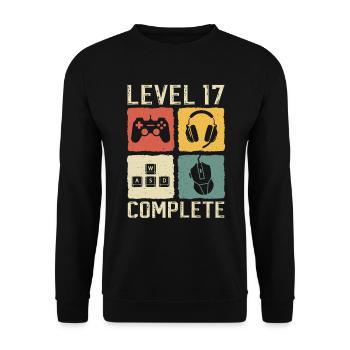17. Geburtstag Level 17 Complete Gamer 17 Jahre - Unisex Pullover - Schwarz - Vorne - Alina (178cm) & Michal (187cm)