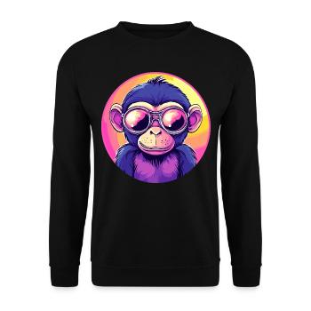 Neon Affe mit Sonnenbrille - Unisex Pullover - Schwarz - Vorne - Alina (178cm) & Michal (187cm)