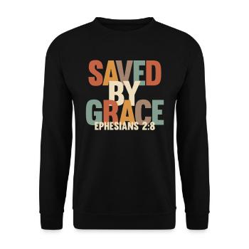 Sauvés par la grâce - Éphésiens 2:8 - Sweat-shirt Unisexe - noir - Devant - Alina (178cm) & Michal (187cm)