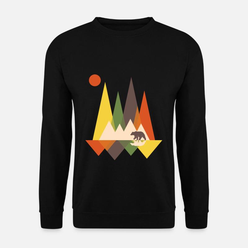 Bär Berge Berg geometrisch Geschenk Natur Tier - Unisex Pullover - Schwarz