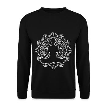 Cadeau de méditation yoga mandala Lotus Buddha Om - Sweat-shirt Unisexe - noir - Devant - Alina (178cm) & Michal (187cm)