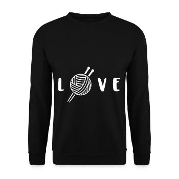 Stricken Wolle Stricknadeln Geschenk Handarbeit - Unisex Pullover - Schwarz - Vorne - Alina (178cm) & Michal (187cm)