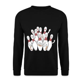 Bowling pins bowling cone gift bowling track - Unisex Sweatshirt - black - Front - Alina (178cm) & Michal (187cm)