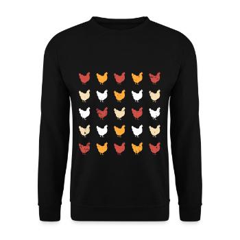 Hühner - Unisex Pullover - Schwarz - Vorne - Alina (178cm) & Michal (187cm)