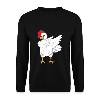 Huhn Hahn dabbing Tanz Geschenk Tier Bauernhof - Unisex Pullover - Schwarz - Vorne - Alina (178cm) & Michal (187cm)