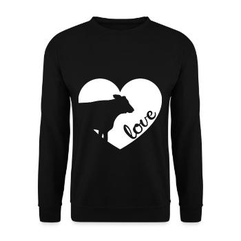 Kuh Kühe Liebe Herz Geschenk Bauer Landwirtschaft - Unisex Pullover - Schwarz - Vorne - Alina (178cm) & Michal (187cm)