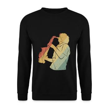 Saxophone rétro - Sweat-shirt Unisexe - noir - Devant - Alina (178cm) & Michal (187cm)