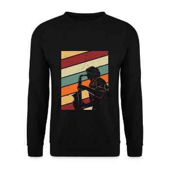 Saxophone rétro - Sweat-shirt Unisexe - noir - Devant - Alina (178cm) & Michal (187cm)