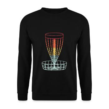 Disc Golf Retro Frolf Korb Scheibengolf Geschenk - Unisex Pullover - Schwarz - Vorne - Alina (178cm) & Michal (187cm)