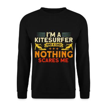 Kiteboarder Kitesurfer and Dad Gift - Unisex Sweatshirt - black - Front - Alina (178cm) & Michal (187cm)