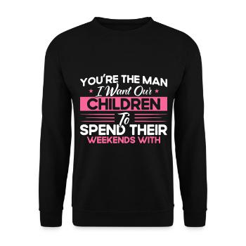 Scheidung Ex Partner Auflösung der Ehe Geschenk - Unisex Pullover - Schwarz - Vorne - Alina (178cm) & Michal (187cm)