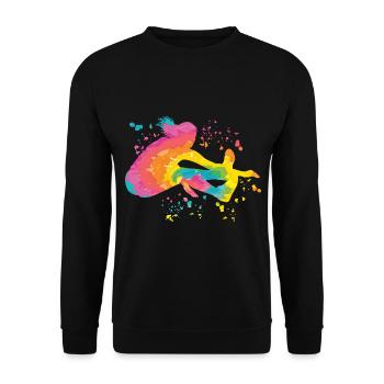 Weitspringer Weitspringen Kinder Weitsprung - Unisex Pullover - Schwarz - Vorne - Alina (178cm) & Michal (187cm)
