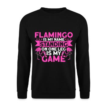 Flamingo est mon nom Cadeau pour amputés - Sweat-shirt Unisexe - noir - Devant - Alina (178cm) & Michal (187cm)