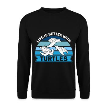 Sea Turtle Turtle Lovers Schildkrö - Unisex Sweatshirt - black - Front - Alina (178cm) & Michal (187cm)