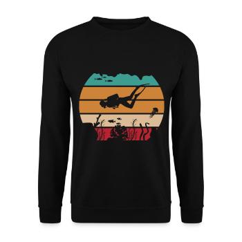 Plongée rétro de l’océan - Sweat-shirt Unisexe - noir - Devant - Alina (178cm) & Michal (187cm)