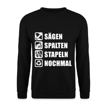 Holz Machen Holzfäller - Unisex Pullover - Schwarz - Vorne - Alina (178cm) & Michal (187cm)