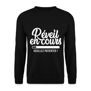 humour réveil en cours tshirt personnalisé - Sweat-shirt Unisexe - noir - Devant - Alina (178cm) & Michal (187cm)