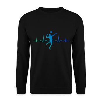 Damen Herren Faustballspieler Fistball Volleyball - Unisex Pullover - Schwarz - Vorne - Alina (178cm) & Michal (187cm)