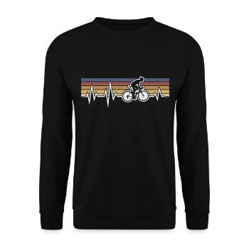 CYCLIST HEARTBEAT CYCLING RETRO ROAD BIKE - Unisex Sweatshirt - black - Front - Alina (178cm) & Michal (187cm)