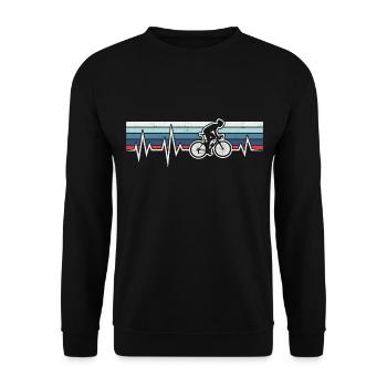 RADRENNFAHRER HERZSCHLAG RADFAHREN RETRO RENNRAD - Unisex Pullover - Schwarz - Vorne - Alina (178cm) & Michal (187cm)