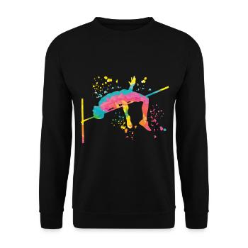 Hochspringer Wasserfarben Hochsprung - Unisex Pullover - Schwarz - Vorne - Alina (178cm) & Michal (187cm)