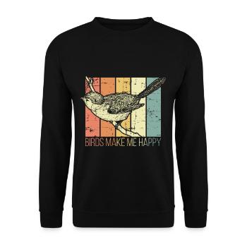 Vögel machen mich glücklich - Unisex Pullover - Schwarz - Vorne - Alina (178cm) & Michal (187cm)