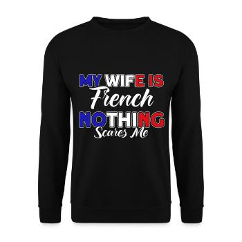 French Flag French Roots Gift - Unisex Sweatshirt - black - Front - Alina (178cm) & Michal (187cm)