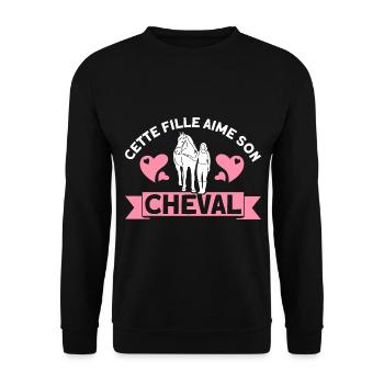 Pferde Reiten Reiter Geschenk - Unisex Pullover - Schwarz - Vorne - Alina (178cm) & Michal (187cm)