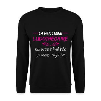 Cadeau pour Ludothécaire | la meilleure - Sweat-shirt Unisexe - noir - Devant - Alina (178cm) & Michal (187cm)