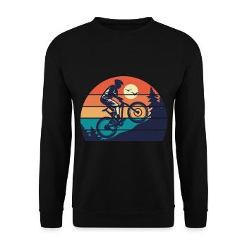 Fahrrad BMX Mountainbike Humor Radfahrer Berg - Unisex Pullover - Schwarz - Vorne - Alina (178cm) & Michal (187cm)