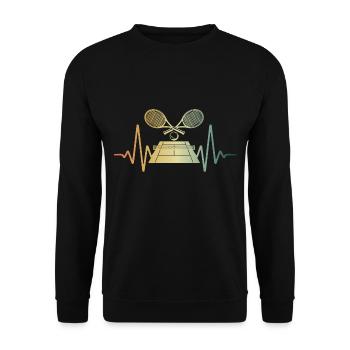 Herzschlag Tennis Tennisspieler - Unisex Pullover - Schwarz - Vorne - Alina (178cm) & Michal (187cm)