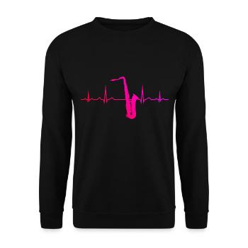 Saxophonistin Saxophonist Saxofon Herren Damen - Unisex Pullover - Schwarz - Vorne - Alina (178cm) & Michal (187cm)