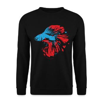 Betta Splendens Graffiti Siamesischer Kampffisch - Unisex Pullover - Schwarz - Vorne - Alina (178cm) & Michal (187cm)