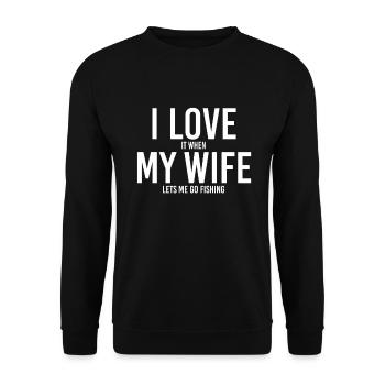 J'adore quand ma femme me permet d'aller pêcher à la chemise - Sweat-shirt Unisexe - noir - Devant - Alina (178cm) & Michal (187cm)