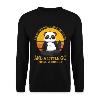Mostly Peace And Love And A Little Go F Yourself - Unisex Pullover - Schwarz - Vorne - Alina (178cm) & Michal (187cm)