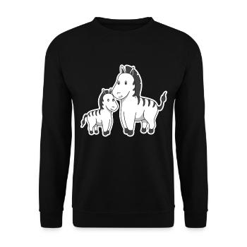 Zebra Mutter Kind Muttertag Geschenk Tiere Comic - Unisex Pullover - Schwarz - Vorne - Alina (178cm) & Michal (187cm)