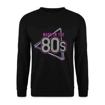 80er Jahre 80's retro vintage Geschenk Generation - Unisex Pullover - Schwarz - Vorne - Alina (178cm) & Michal (187cm)