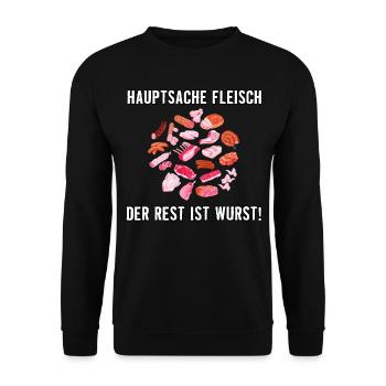 Hauptsache Fleisch - Unisex Pullover - Schwarz - Vorne - Alina (178cm) & Michal (187cm)